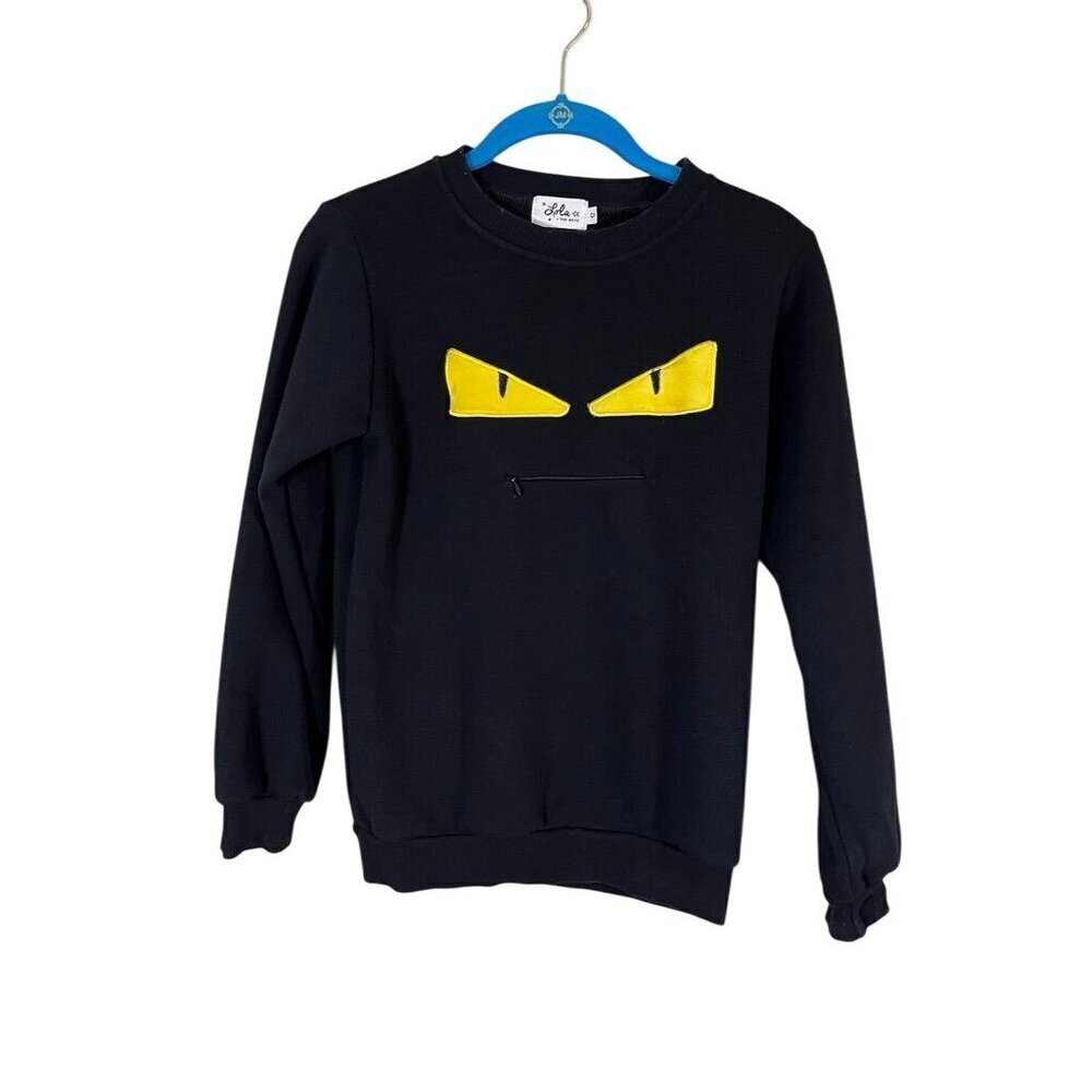 Lola Boys Sweatshirt 12 Black Monster Eyes Preppy Modern Retro Spooky Neutral